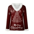 thumbnail image 4 of Gubotare Women's Fashion Slim V-Neck Blouse with Warm Faux Furry Collar Christmas Pullover Fashion Holiday Party T Shirt (Brick Red,XL), 4 of 4