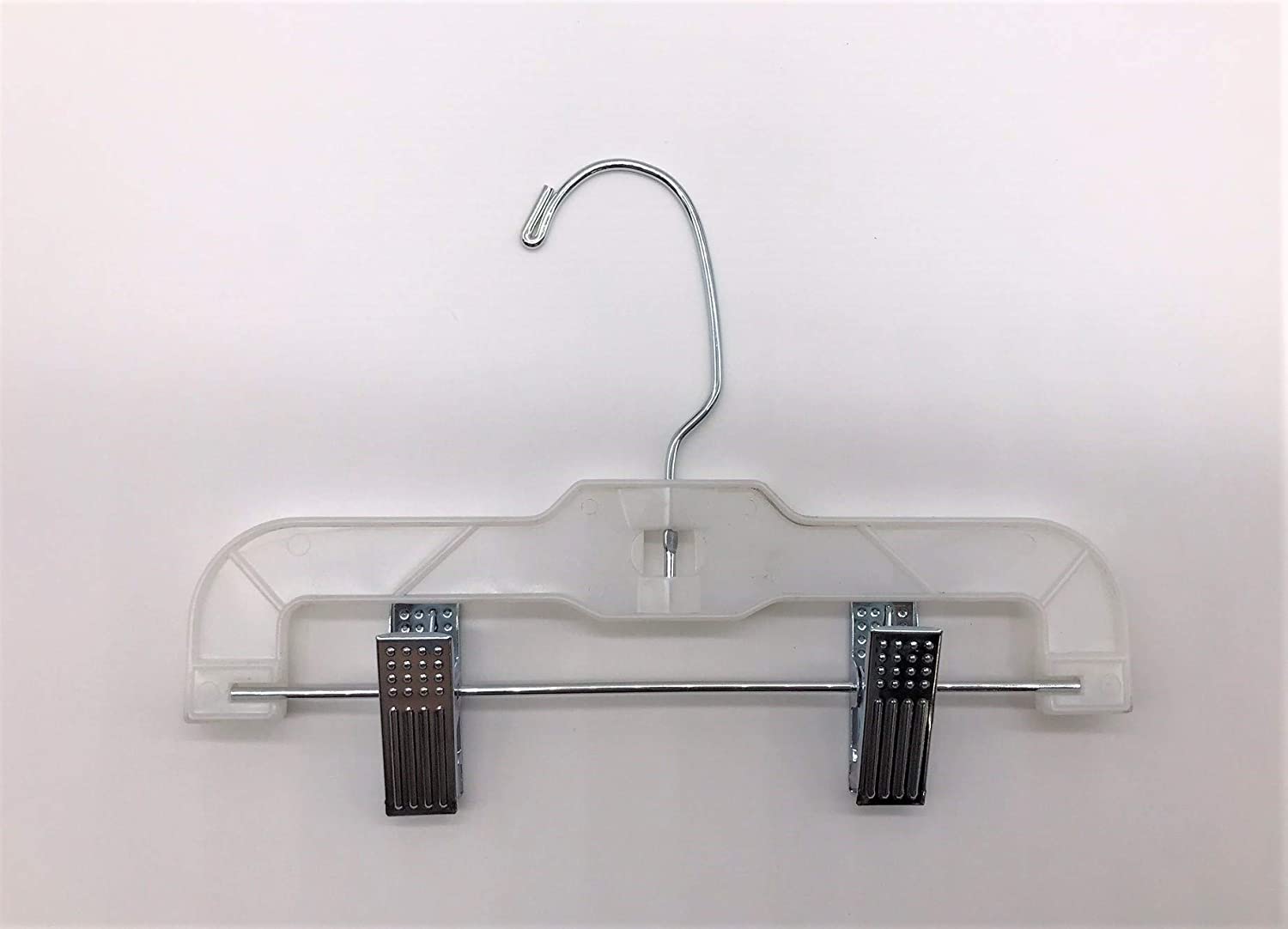 NAHANCO #1610RCLH 10" White Super Heavy Weight Plastic Infant Hangers with Long Hook and Metal Clips (Pack of 100)