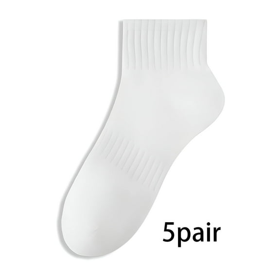 TELOLY 5Pairs Mens Ankle Socks9-13Mens Ankle Socks Size 9-11 Men's Socks ,White