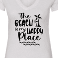 thumbnail image 4 of Inktastic Spring Break the Beach is My Happy Place Women's V-Neck T-Shirt, 4 of 5