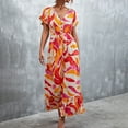 thumbnail image 2 of EQWLJWE Robes pour Femmes Robes pour Femmes 2023 Mode Femmes Décontractée Col en V Imprimé Manches Courtes Robe à Lacets avec Boutons Jupe, 2 of 7