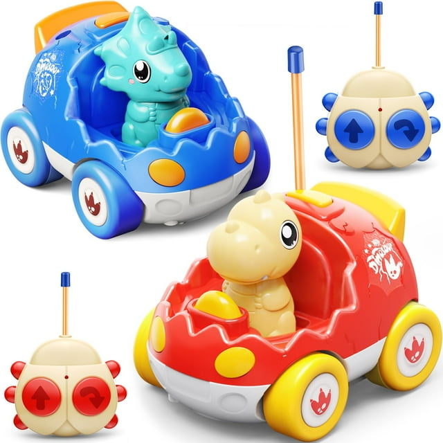 Coches a control remoto para niños con forma de dinosaurio de 2 a 6 años con música y luz