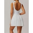 thumbnail image 6 of Deago Womens Square Neck Tennis Dress Pleated Sleeveless Built in Shorts Golf Athletic Dress with Pocket (White, S), 6 of 9