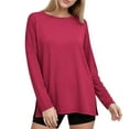 thumbnail image 7 of ClodeEU Womens Long Sleeve T Shirts ,Loose Fit Crewneck Basic Tee ,Oversized Tops Workout Sweatshirts Hot Pink,Womens Plus XXXL, 7 of 7