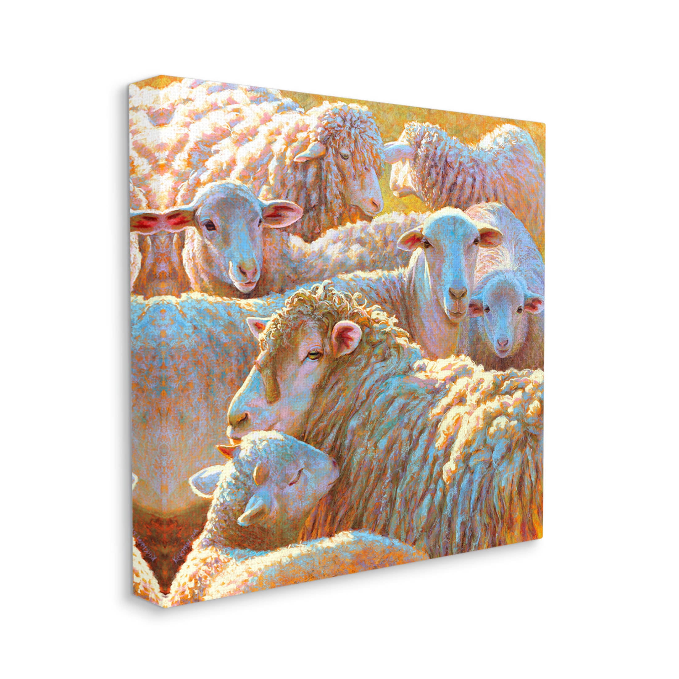 Sheep Herd Farm Animals Animals & Insects Painting Gallery Wrapped Canvas Print Wall Art