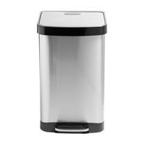 Honey Can Do 13.2 Gallon Trash Can, Rectangular Step On Kitchen Trash Can, Stainless Steel