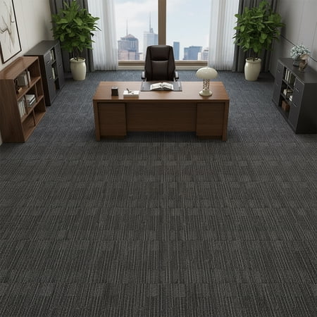 Petgrow Commercial Carpet Tiles, 24" x 24" Squares, 18 Tiles, 72 sq ft, Non-Slip Soft Floor Carpet for Office, Bedroom, Living Room,Easy DIY Installation with Flexlok Tabs (1 Box Sample,Gray)