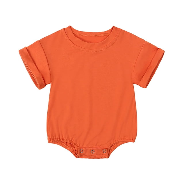 YOUSNH Baby Toddler Boys Girls Short Sleeve Solid Rompers Jumpsuits Girls Bodysuits Red 18-24 Months