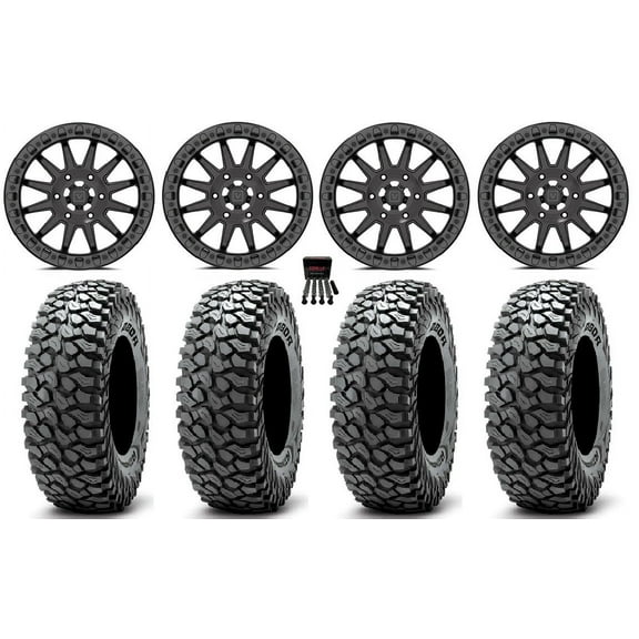 Valor V09 Beadlock 15" Wheels Charcoal 37" RocScraper Tires Can-Am Maverick R