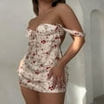 thumbnail image 3 of Femmes Floral Mini Robe Spaghetti Sangle Sans Manches Bodycon A-Line Robe Courte, 3 of 6