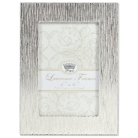 Silver Beaded Frame - 4x6 Princess Beads Satin Silver Metal Picture Frame