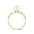 thumbnail image 2 of Angara Solitaire Japanese Akoya Cultured Pearl Bypass Ring with Diamonds in 14K Yellow Gold for Women | June Birthstone Jewelry for Her, 2 of 8