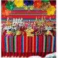 thumbnail image 3 of Fondo de rayas coloridas con temática de fiesta mexicana, pancarta de decoración de mesa para fiesta luau, Cinco de Mayo, festival mexicano, cactus, fondo para fotografía de 2,1 x 1,5 m, 3 of 5