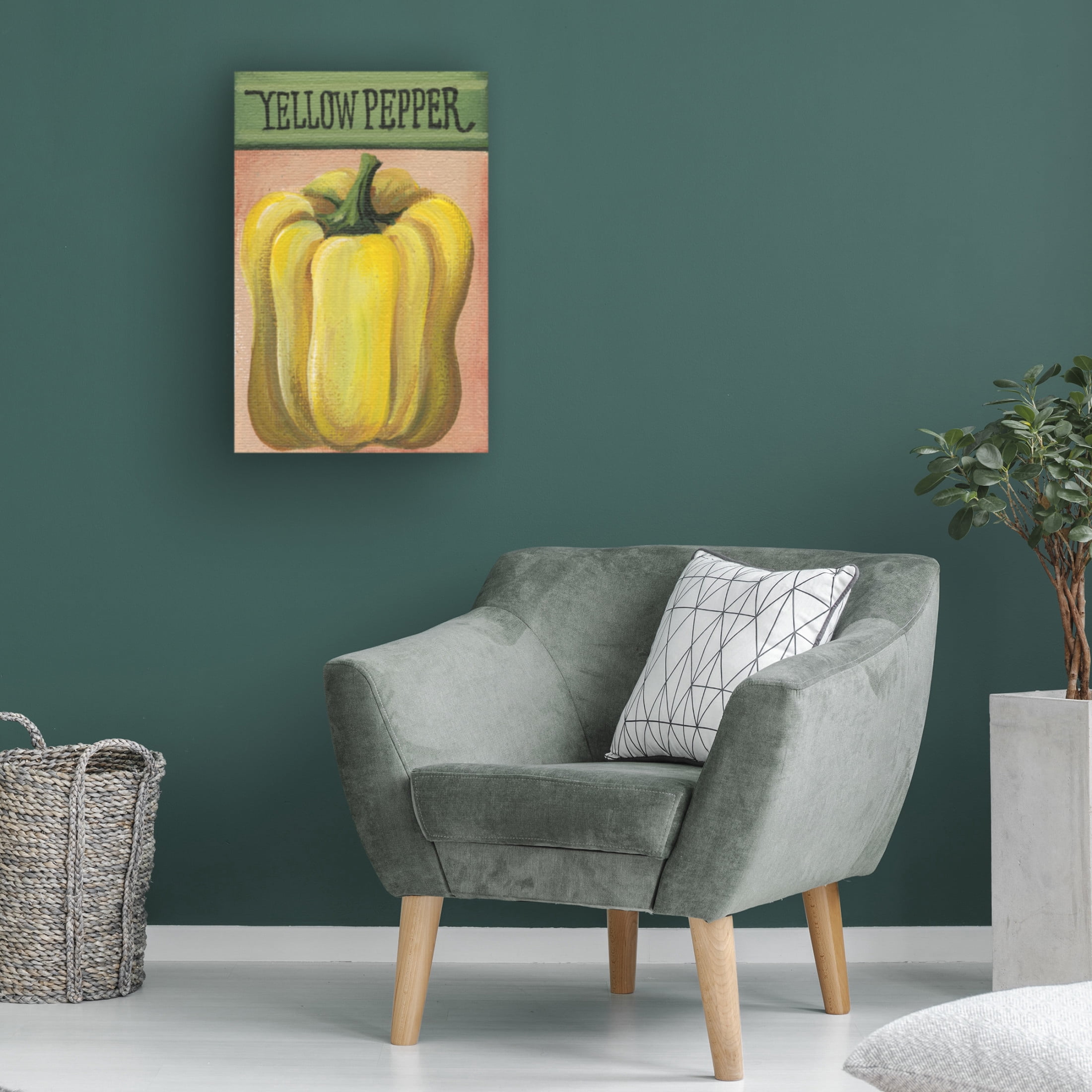 Canvas Wall Art - Debbi Wetzel 'Seed Packets 03 - Yellow Pepper' Wall Art for Living Room, Bedroom, or Office Décor by Trademark Fine Art - 16 x 24 Inches