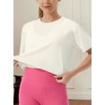 thumbnail image 3 of Women's Workout Crop Top T-shirt Short Sleeve Boxy Yoga Running Cropped Basic Tee, 3 of 5