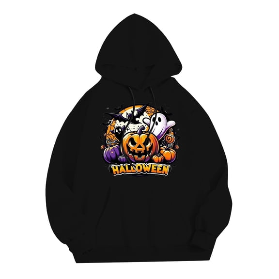 CONZONE Mens Halloween Hoodies Long Sleeve Hallowmas Pullover Hoodie for Men Pumpkin Ghost Graphic Hooded Sweatshirts With Pocket