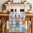 thumbnail image 2 of Table Runner 70 Inches Long for Kitchen Dining, Spring Easter Dresser Scarf Farmhouse, Dining Table Decorations for Wedding/Parties, Blue Plaid Bunny Colorful Eggs Floral 13 x 70 In, 2 of 8