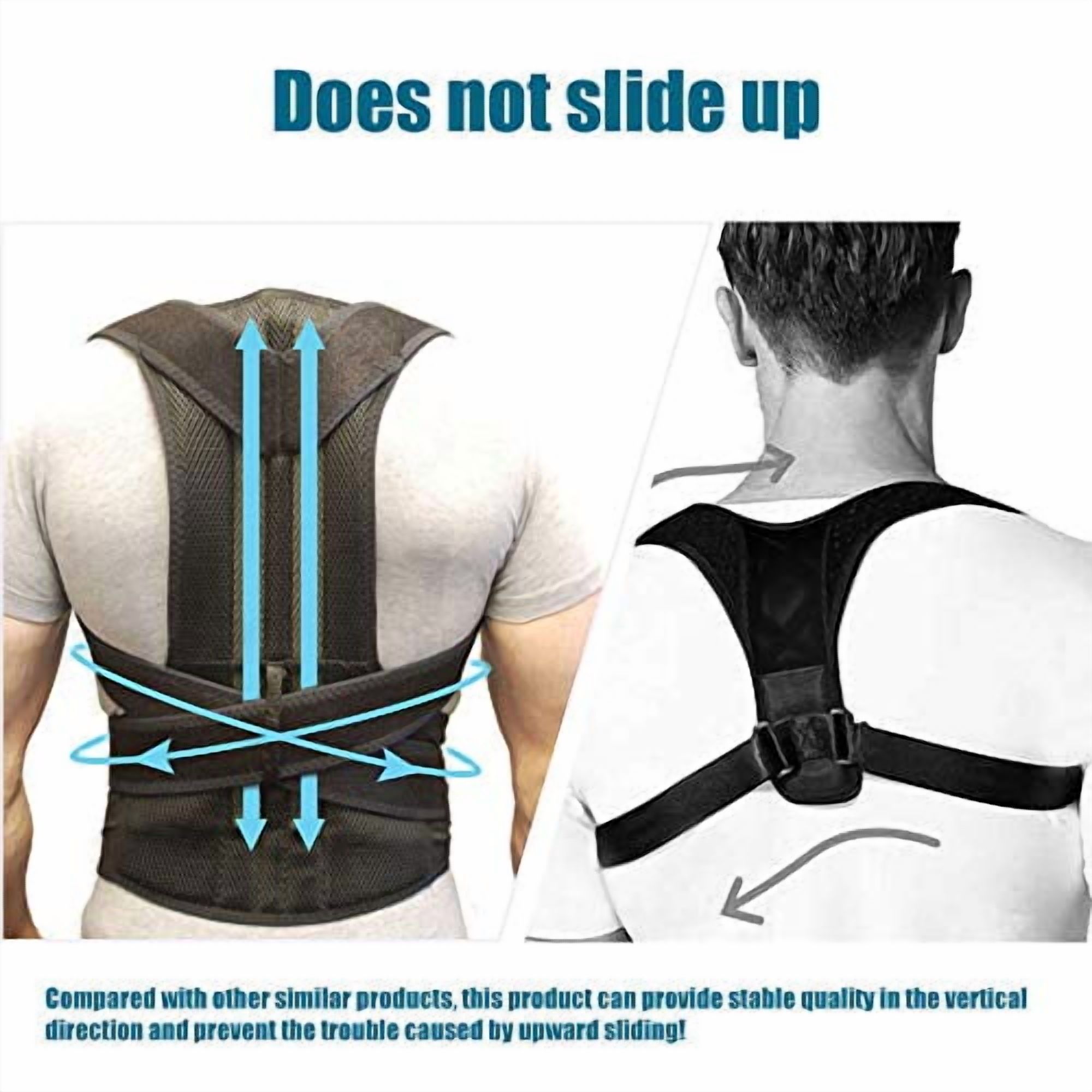 TYPPKMM Adjustable Back Brace, Posture Corrector with Lumbar Support, Fully Adjustable Straps, Large Size