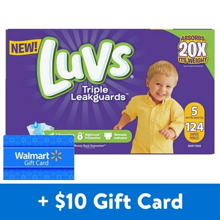 [Save $10] Buy 2 Luvs Triple Leakguards Diapers, Size 5, 296 Total Diapers, with Free $10 Gift