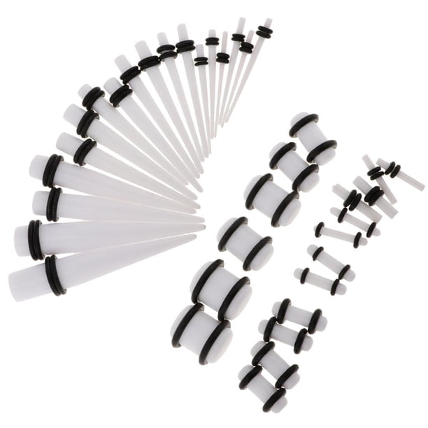 de estiramiento de calibre de oído de 36 piezas, conos acrílicos + tapones Zulema Ear Gauges Stretching Kit