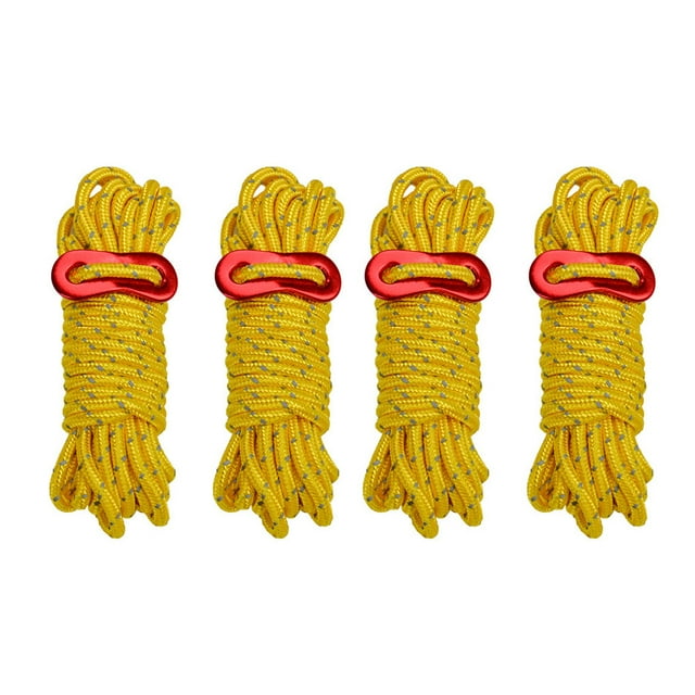 Naiovety Cordón para tienda de campaña 4X, cuerda reflectante, cuerda de viento, solidez de carga, mano de obra fina, suministros de Camping Ropa Deportiva, Zapatos Amarillo