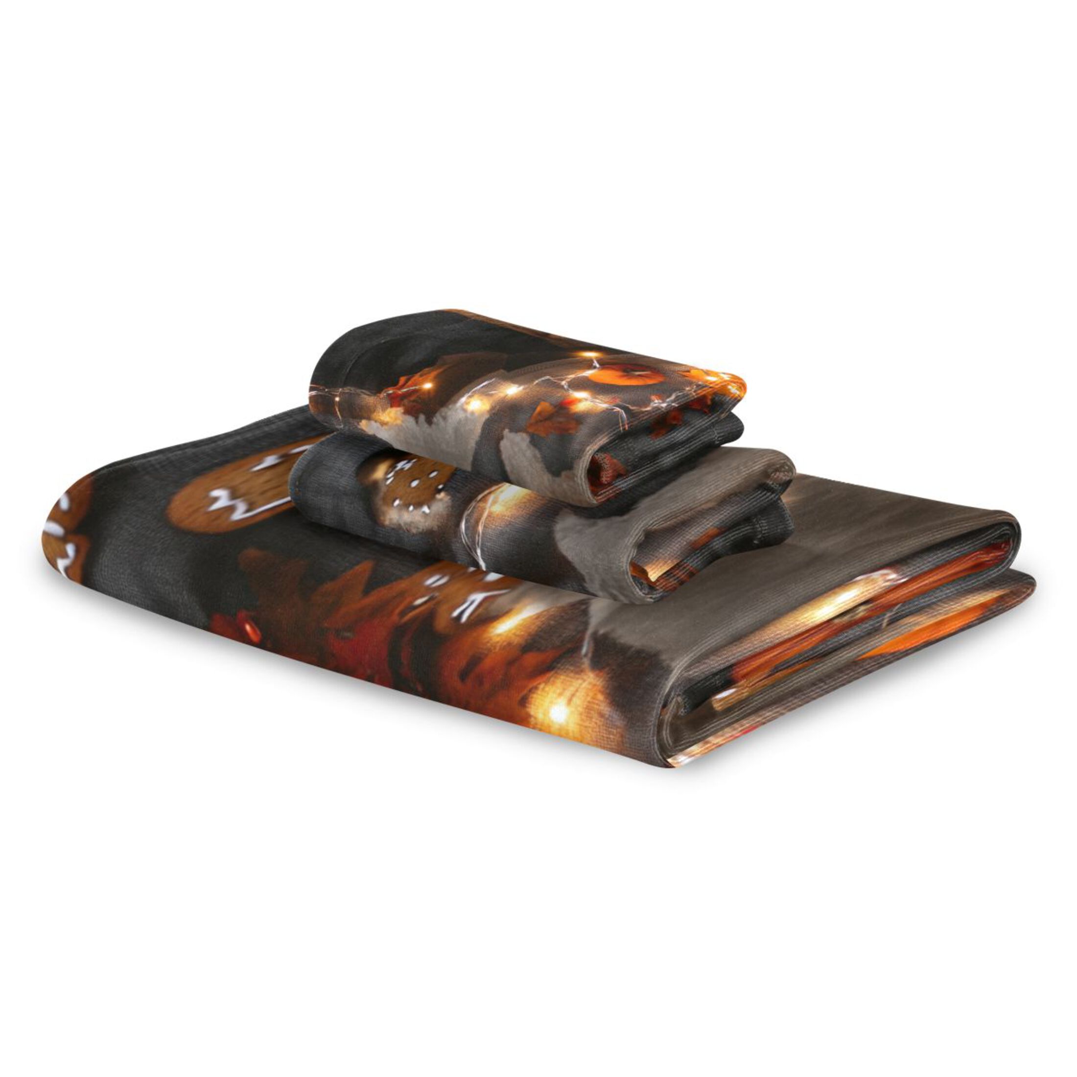3 Piece Bath Towels Set Bath Towel, Hand Towel and Face Towel for Bathroom, Gym, Hotel Cookies and Pumpkins