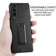 thumbnail image 4 of Samsung Galaxy Z Fold 4 Case, ELEHOLD Carbon Fiber Slim Thin Case with Hidden Kickstand Temper Glass Film Shockproof Anti-Scratch Cover for Samsung Galaxy Z Fold 4 5G 2022, lack, 4 of 7