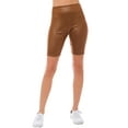 thumbnail image 3 of Made by Olivia Women's Faux Leather Biker Elastic Band Slim-Fit Shorts, 3 of 6