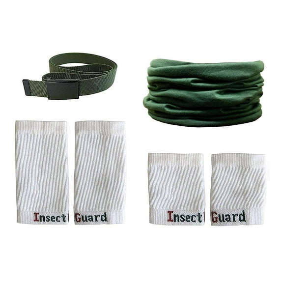 InsectGuard Permethrin Treated Tick Gaiters/Sleeves Repels Tick Mosquitoes Flies Chiggers & More Insect Repellent Complete Package 2 (Gree/White)