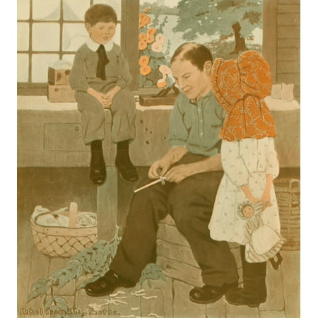 The Boy lives on our Farm 1911 Basket weaving Canvas Art - Ethel Franklin Betts (24 x 36)