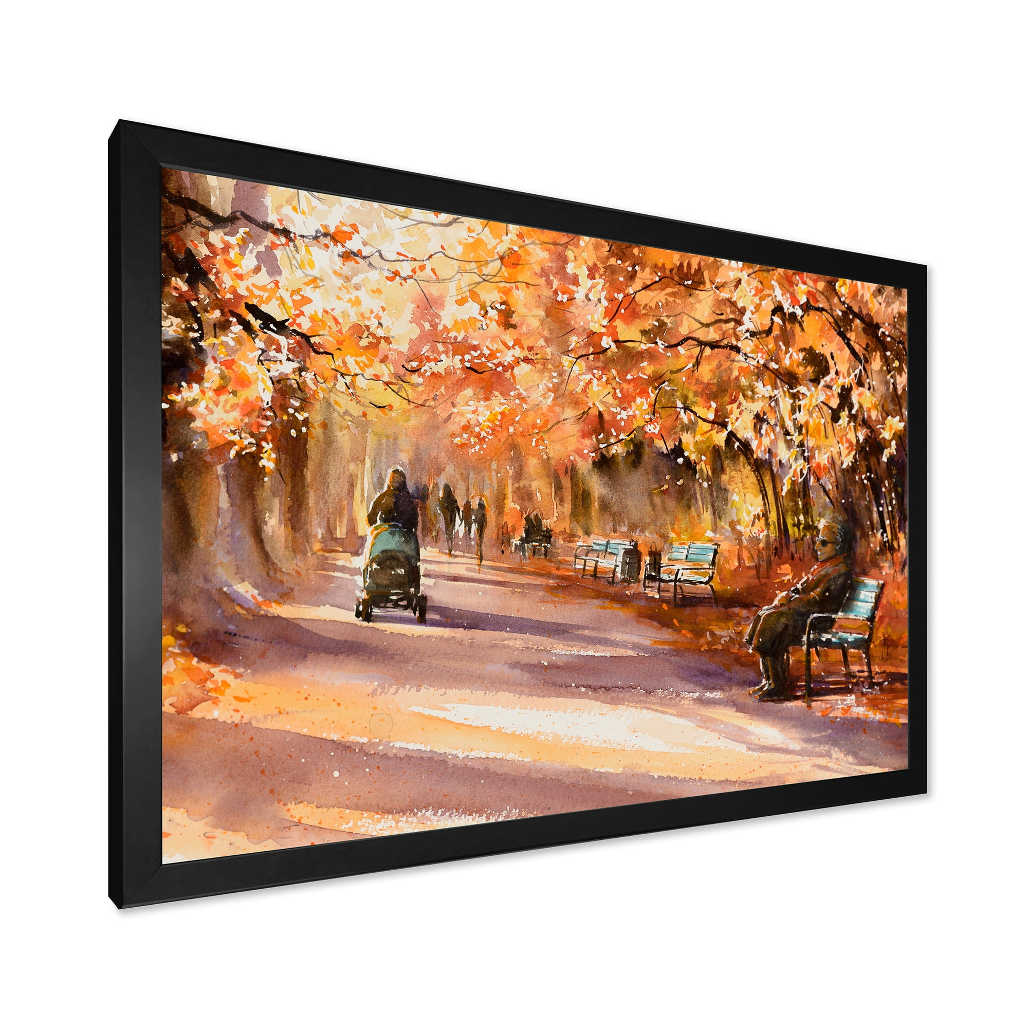 Designart 'Path In The Park In Sunny Autumn Day' Country Framed Art Print
