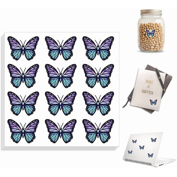 240pcs Waterproof Self-Adhesive Stickers 1 x 0.75 Inch Butterfly for Scrapbooking Planner Calendar Journaling Gift Decor Classroom Rewards Laptop Fun Vinyl Stickers for Students Adult colorful