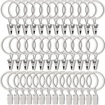 Dockapa Home Collection Drapery Curtain Rings with Clips, 1.26-Inch Diameter, White Metal, 40-Pack