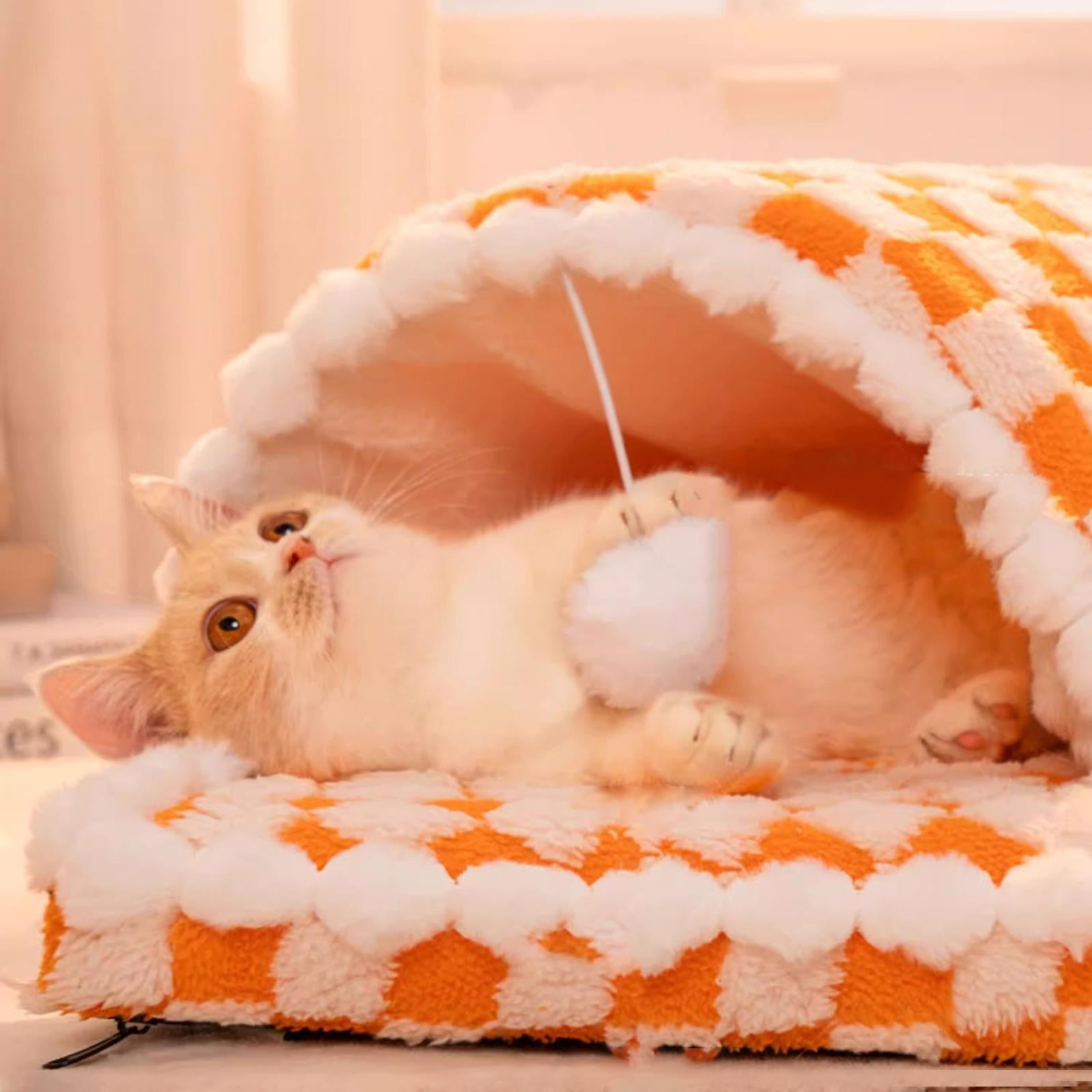 Bvdfgk Cat Tunnel Bed for Indoor Cats Interactive Toy with s Kitty Training Orange L
