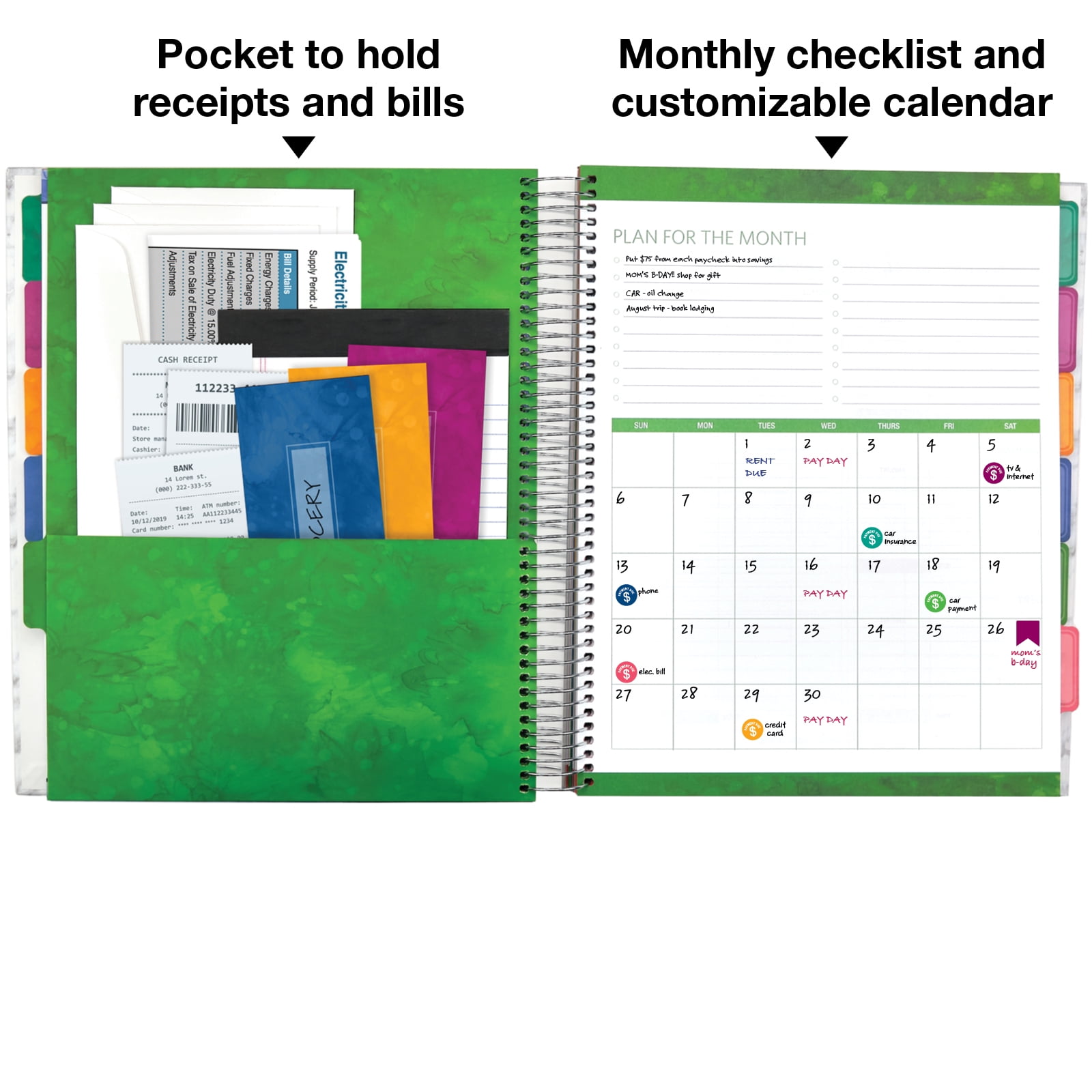 Budget Planner & Monthly Bill Organizer With 12 Envelopes and Pockets. Expense Tracker Notebook and Financial Planner Budget Book to Control Your Money, 8.5" x 11", Black