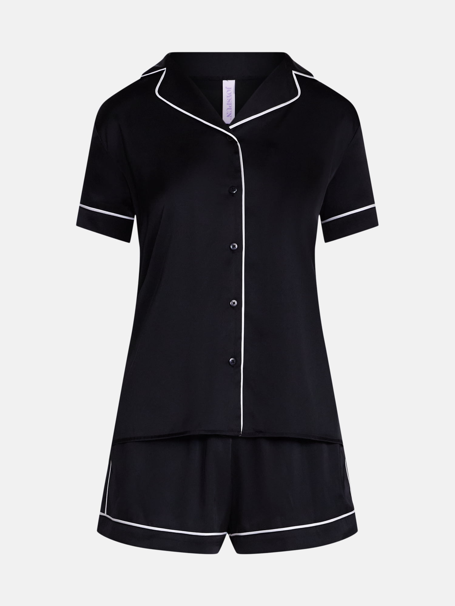 Joyspun Women’s Stretch Satin Sleep Top and Shorts, 2-Piece Set, Sizes XS to 3X