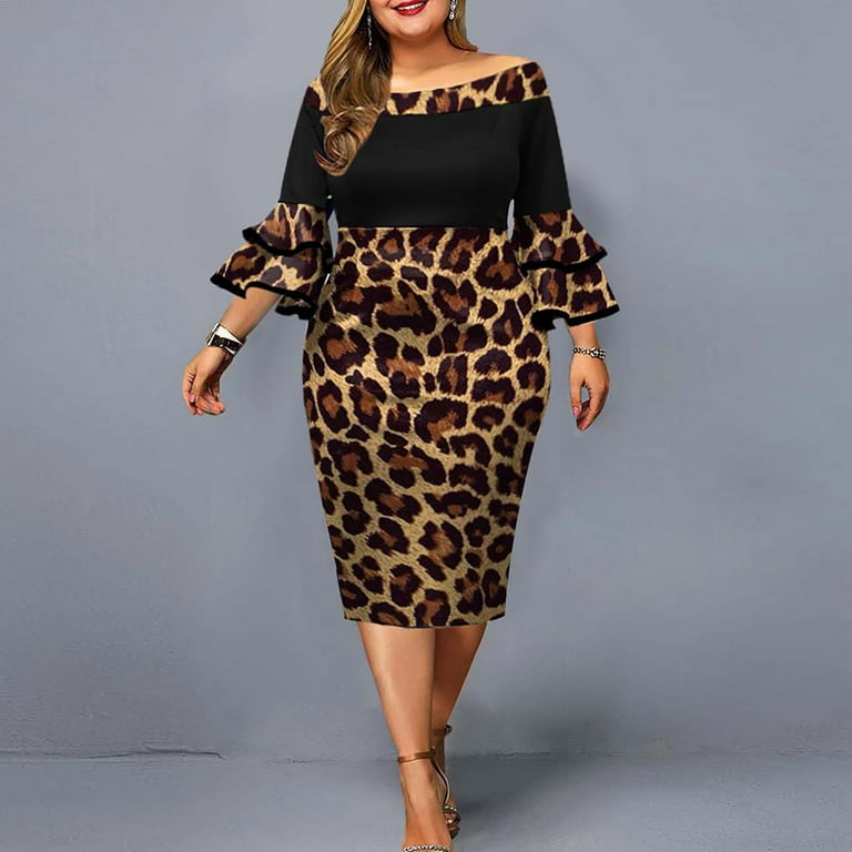pause Skifte tøj Ewell Wedding Guest Dresses for Women, Womens Plus Size Flare Sleeve Dress Fashion Leopard Print Patchwork Party Dresses, Vestidos de verano, Robes d'été - Walmart.com pause Skifte tøj Ewell Wedding Guest Dresses for Women, Womens Plus Size Flare Sleeve Dress Fashion Leopard Print Patchwork Party Dresses, Vestidos de verano, Robes d'été - Walmart.com