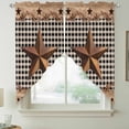 thumbnail image 2 of Western Texas Star Vintage Swag Valances for Windows, Kitchen Curtains 36 Inch Length 2 Panels Set, Rustic Wreath Wood Black Plaid Short Curtains for Small Windows Rod Pocket Cafe Curtains 28"x36", 2 of 8