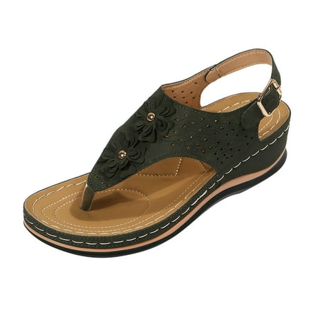 

Fandiiiii Women Flat Sandals Size 8 Ergonomic Design Wedge Toe Post Sandals Mitigate Foot Fatigue Comfortable And Functional Shoes