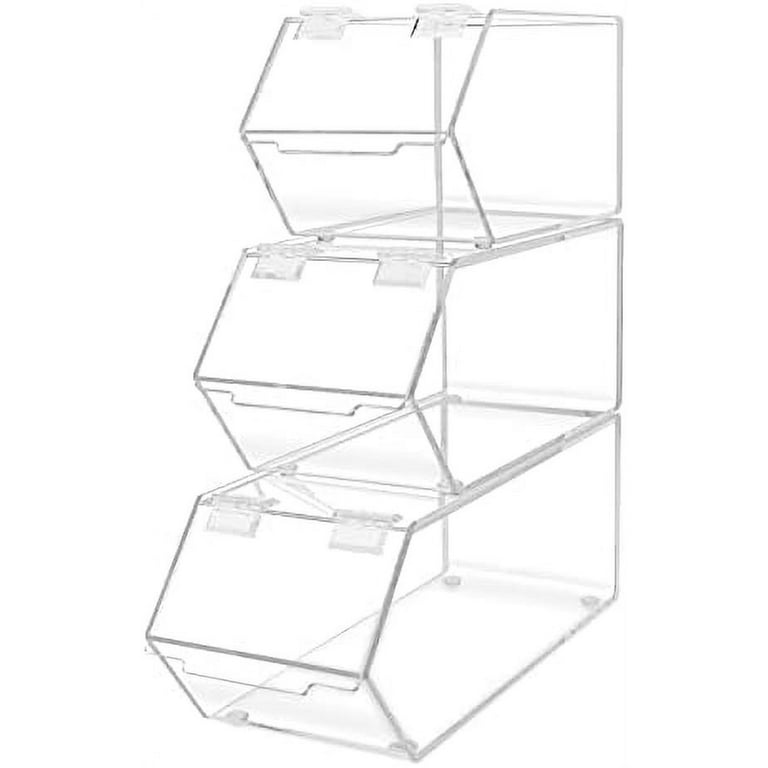 Stackable Candy Bins 3 Piece Small Medium And Large Storage Caddys With  Hinged Lid For Ice Cream Toppings Candies Nuts Granola Cereal And Wrapped  Clear 