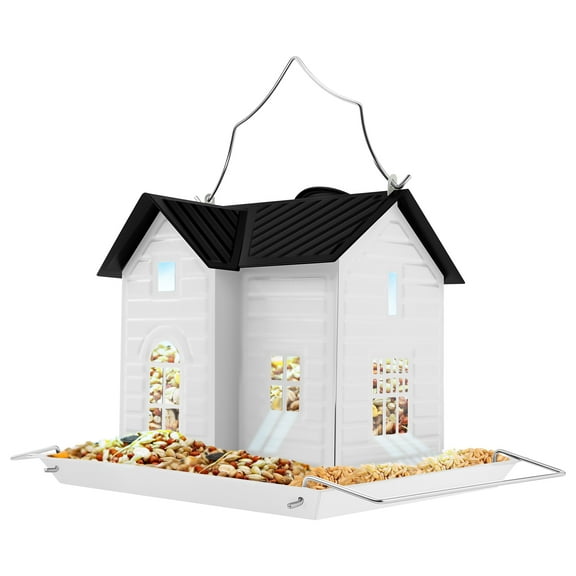 LINFANG Hummingbird Squirrel Feeder with Solar Light Hanging Metal Bird House Feeder Outdoor Decor Present for Bird Lover Gardener