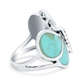 thumbnail image 6 of Simulated Turquoise CZ Size-6 Butterfly Ring Oxidized 925 Sterling Silver, 6 of 7