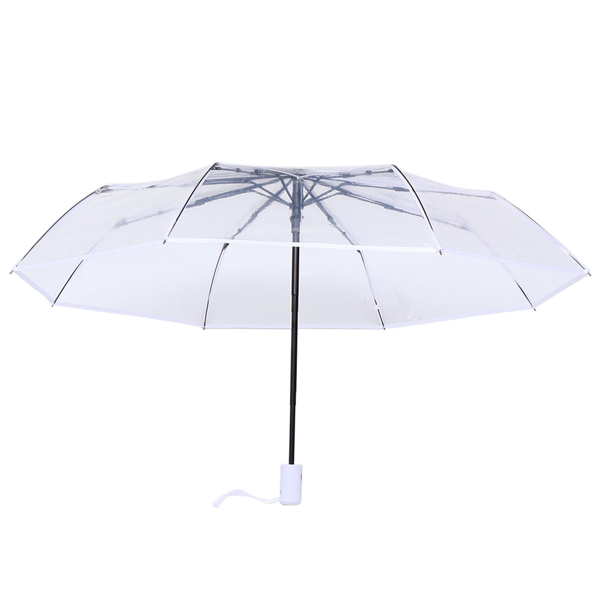 Raindrops Umbrellas Automatic Open Compact Outdoor Umbrella White Polyester Fiber from Sunburn 1Pack