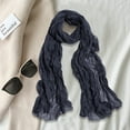 thumbnail image 4 of JANGSLNG Women Scarf Solid Color Long Wide Crumple Thin Decorative Soft Perspective Wrinkled Scarf Clothes Accessory, 4 of 8