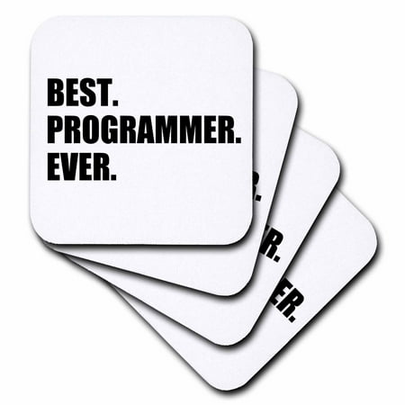 3dRose Best Programmer Ever, fun gift for talented computer programming, text, Soft Coasters, set of