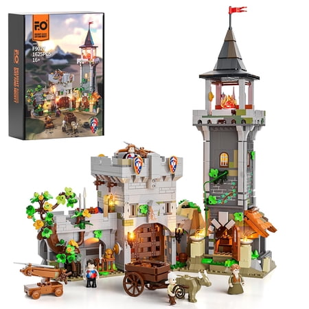 Entire Medieval Watchtower building block set - 1625 pieces of lighting clamp block Medieval city gate building toy set for adults and teenagers