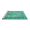 thumbnail image 2 of Ahgly Company Machine Washable Indoor Square Medallion Turquoise Blue Traditional Area Rugs, 7' Square, 2 of 4