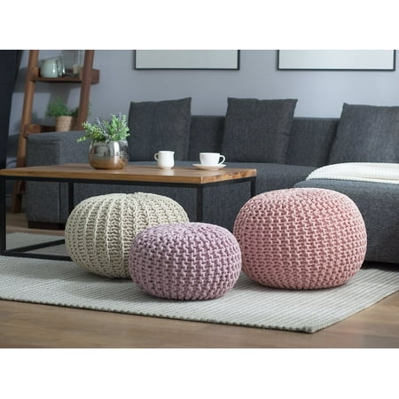 Knitted Pouffe Cotton Pouf Round Footstool Living Room Beige 20 X 14 Inch Conrad Ii Knitted Pouffe Cotton Pouf Round Footstool Living Room Beige 20 X 14 Inch Conrad Ii