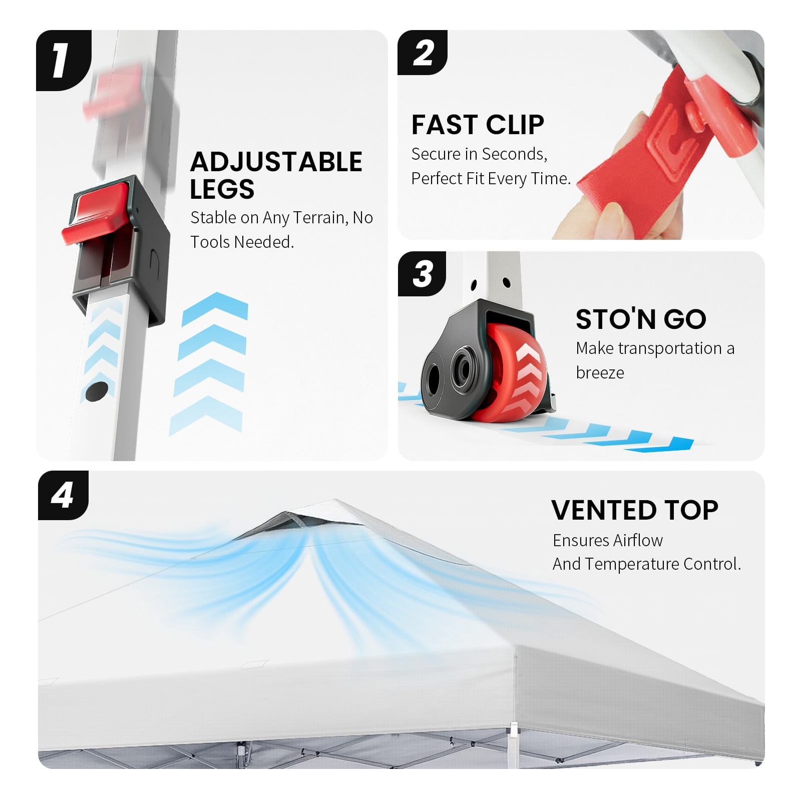 CROWN SHADES 10x10 Pop Up Canopy Tent with One Push Setup Easy Outdoor Sun Shade for Events, Parties, Camping White