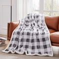 thumbnail image 2 of Touchat Sherpa Buffalo Plaid Throw Blanket,Fleece Flannel Fuzzy Soft Cozy Plush Microfiber Blanket(60" X 70", Plaid Grey), 2 of 6